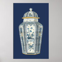 Orgullo asiático decorativo en azul y blanco