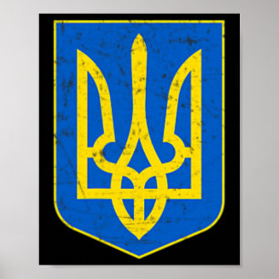 Póster Orgullo Bandera Ucraniana Escudo De Armas Regalo A