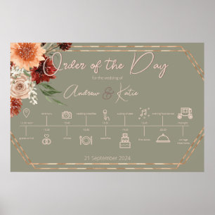 Póster Orgullo boho y orden floral de caída neutra del Dí