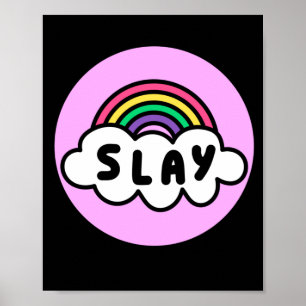 Póster Orgullo- color arcoiris con nubes.