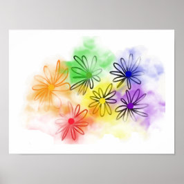 Póster Orgullo colorido: Daisies arcoiris