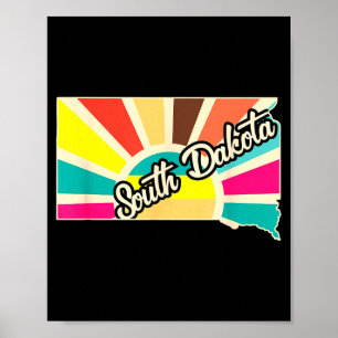 Póster Orgullo de Dakota del Sur diseño retro del estado