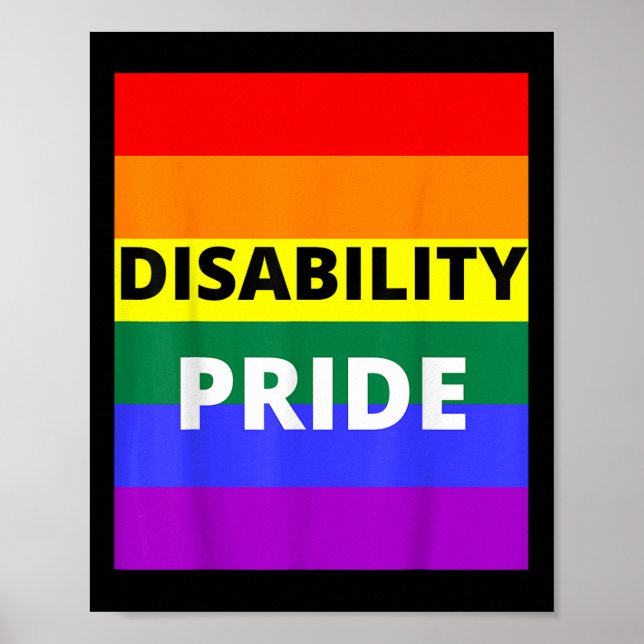 Póster Orgullo de discapacitado con bandera de arcoíris _ (Frente)