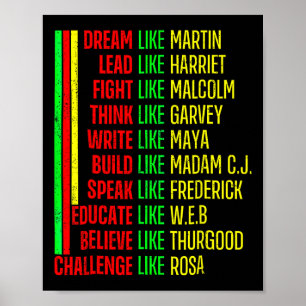 Póster Orgullo de historia negra Martin Afro negro africa