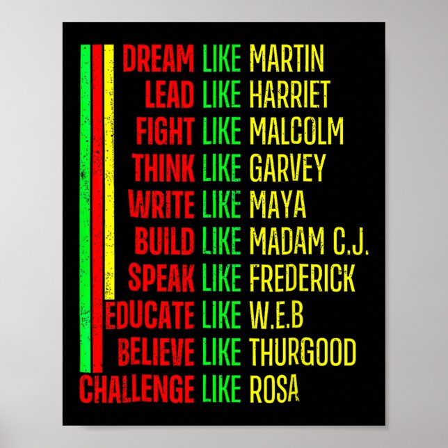 Póster Orgullo de historia negra Martin Afro negro africa (Frente)