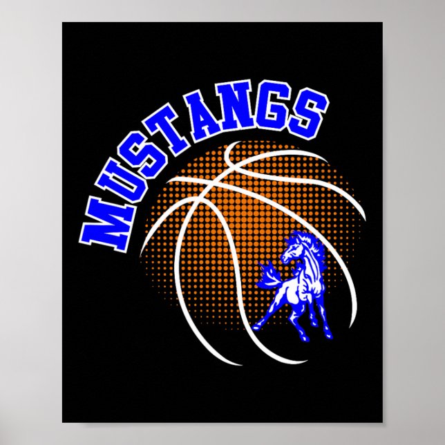 Póster Orgullo de Mustang Orgullo Escolar Espíritu Mascot (Frente)