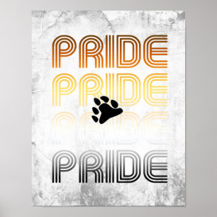 Póster Orgullo de Oso Garra Diseño de Patrón Retro Letras