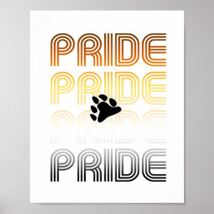 Póster Orgullo de Oso Garra Diseño de Patrón Retro Letras