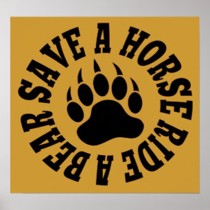 Póster Orgullo De Oso Gay Salva A Un Caballo Con Un Oso -