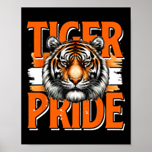 Póster Orgullo de Tigre Antiguo Equipo Deportivo Escolar 