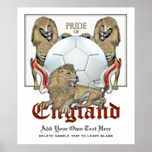 Póster Orgullo de tres leones del fútbol de Inglaterra