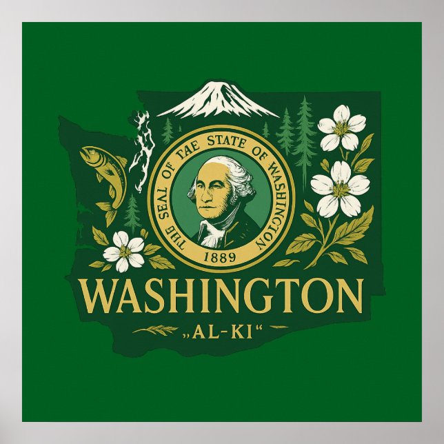 Póster orgullo del estado de Washington (Frente)