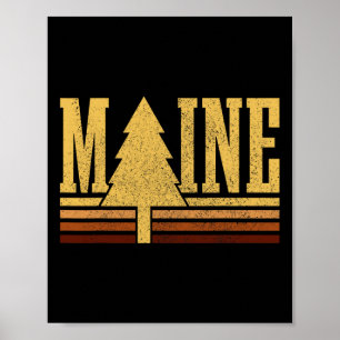 Póster Orgullo del estado del árbol vintage de Maine Acam
