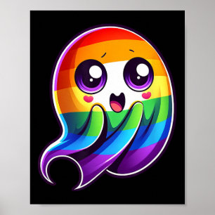Póster Orgullo gay arcoiris fantasma Lgbtq Funny
