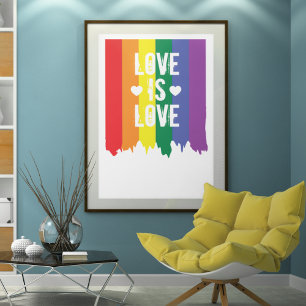 Póster Orgullo gay Arcoiris Paint Love Is Love Flag
