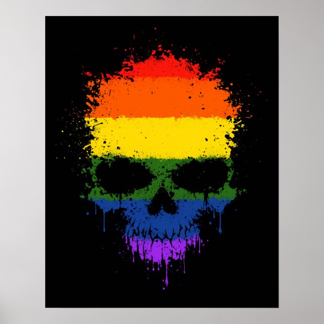 Póster Orgullo Gay Arcoiris Rasca con mancha (Frente)