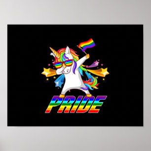 Póster Orgullo gay Dabbing Unicorn LGBT
