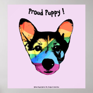 Póster Orgullo gay Perro arco iris