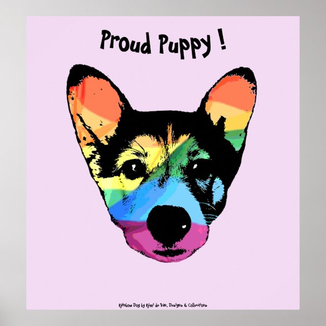 Póster Orgullo gay Perro arco iris (Frente)