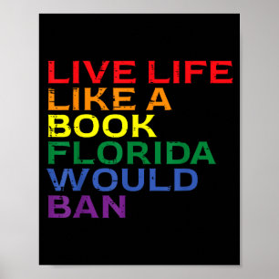 Póster Orgullo Gay Vive Como Libro Florida Prohibir Arcoí