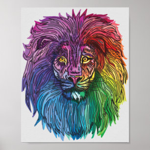 Póster Orgullo león arco iris