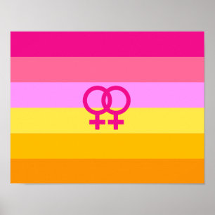 Póster Orgullo Lesbiana Dawn Pride Mujeres que Aman a Muj