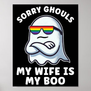 Póster Orgullo Lgbt Lesbiana Halloween Fantasma Mi esposa