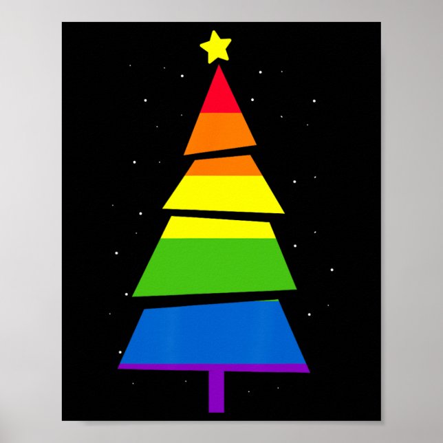 Póster Orgullo Lgbt-q Bandera Arcoiris Árbol de Navidad X (Frente)