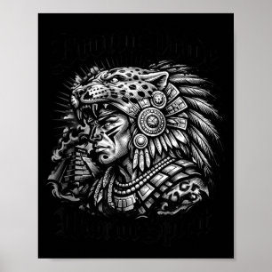 Póster Orgullo Marrón Chicano Guerrero Azteca Jaguar Mexi