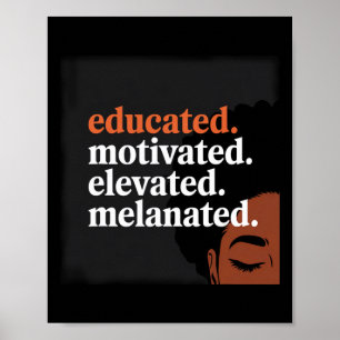 Póster Orgullo negro con motivación educada elevado