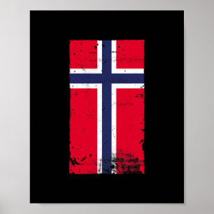 Póster Orgullo noruego Viaje Vacaciones Noruega Bandera
