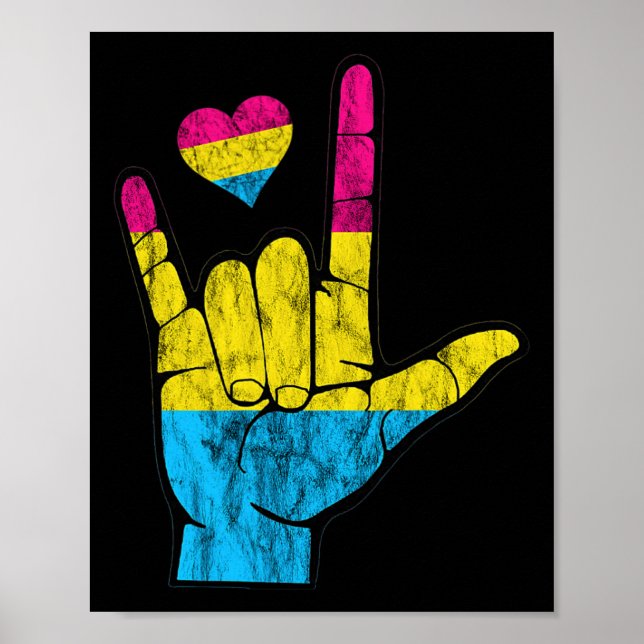 Póster Orgullo Pan Asl Pérdida Auditiva Concienciación So (Frente)