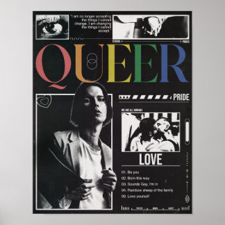 Póster Orgullo queer LGBTQ+ brutalismo moderno