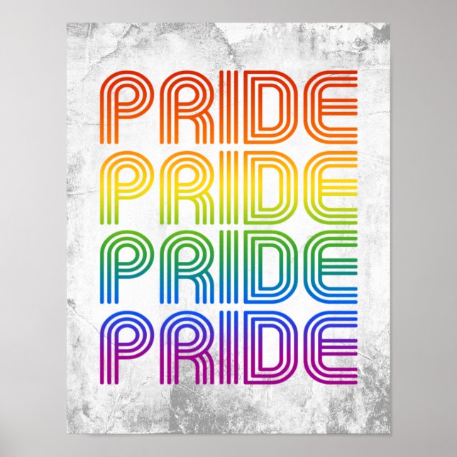 Póster Orgullo Retro Arcoíris (Frente)
