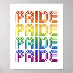 Póster Orgullo Retro Arcoíris