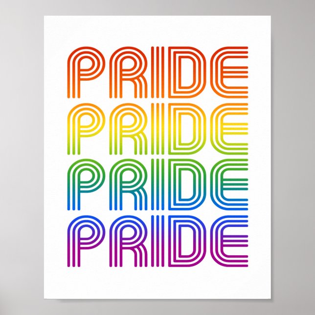 Póster Orgullo Retro Arcoíris (Frente)