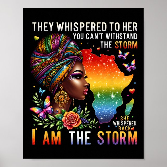 Póster Orgullo Retro Mujer Negra Yo Soy La Tormenta Inspi (Frente)