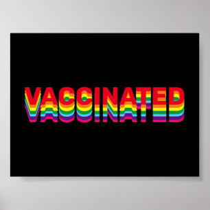 Póster Orgullo vacunado lgbt color retro arcoiris negro