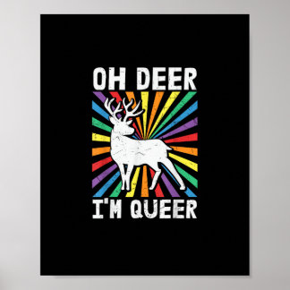 Póster Orgullo Vintage Oh Deer I'm Queer LGBT Gay Lesbian