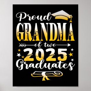 Póster Orgullosa Abuela De Dos Gemelos Graduados De 2025