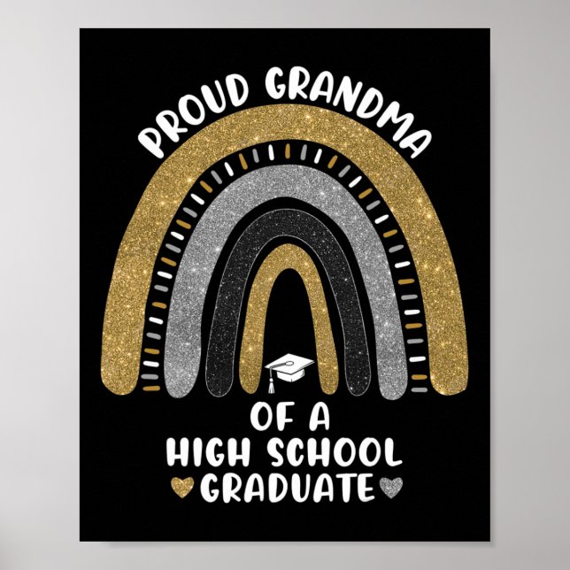 Póster Orgullosa Abuela De Un Graduado En Arcoiris (Frente)
