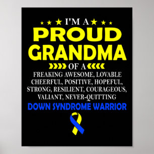 Póster Orgullosa Abuela Del Guerrero Del Síndrome De Down
