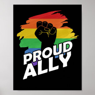 Póster Orgullosa ally Orgullo Gay Protesta LGBT Lesbiana 