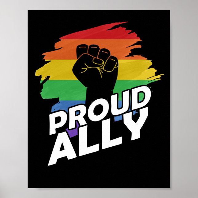 Póster Orgullosa ally Orgullo Gay Protesta LGBT Lesbiana  (Frente)