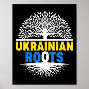 Póster Orgullosa bandera nativa ucraniana de Ucrania raíz