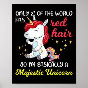 Póster Orgullosa Cabeza Pelirroja Divertida Unicornio Maj
