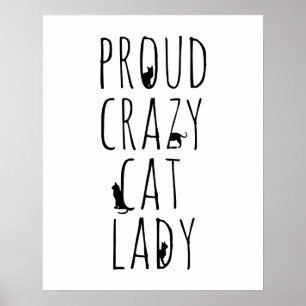 Póster Orgullosa dama de un gato loco