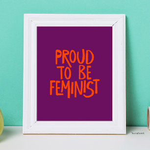 Póster Orgullosa de ser feminista con letras a mano