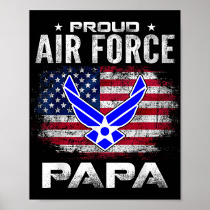 Póster Orgullosa Fuerza Aérea Papa con la bandera norteam