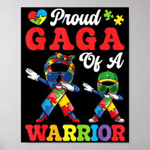 Póster Orgullosa gaga de una guerrera del autismo con cin